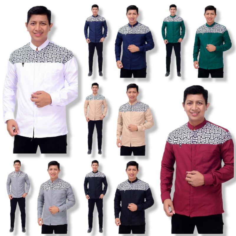 Baju Koko Pria Bordir Syubbanul Muslimin Koko Azzahir Koko Kurta Lengan Panjang