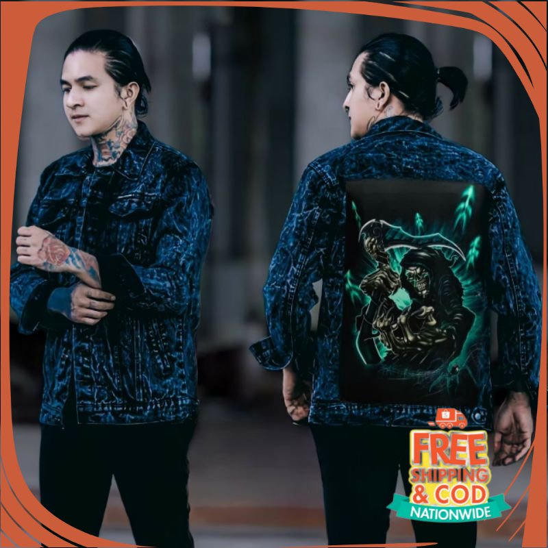 JAKET JEANS NEW BREND DENIM UNISEX/ JEANS WASHING GAMBAR-JAKET JEANS PRINTING-JEANS DENIM-JAKET JEAN