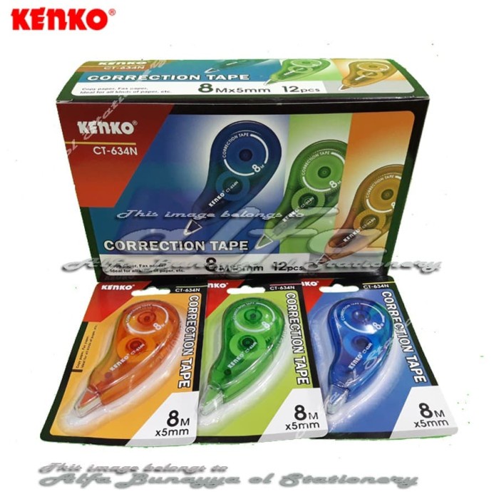 

BISA COD KENKO Correction Tape 8m CT 634N (12pc) Tip x 8 Meter Tipe Ex Roll