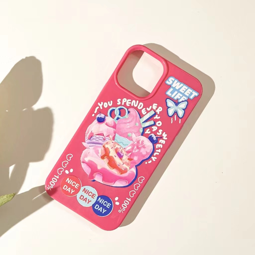 IPHONE Ins Pola Dessert Cocok Untuk Iphone14 14pro 14plus 13 13mini 13pro 13prm iPhone12 7Plus 8Plus Xr XS 13 12mini Pro Max TPU Empat Sudut Casing Ponsel Tahan Guncangan