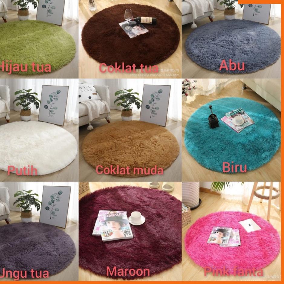 [cod]  Karpet Bulat Polos Karpet Lantai Dekorasi Ruangan Diameter 1 Meter  ✓