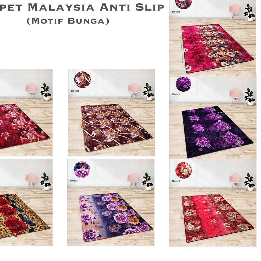 ➥ Karpet malaysia |  Ukuran 95 cm x 140 cm | Motif Bunga dan Minimalis | Karpet Lantai | Karpet bulu