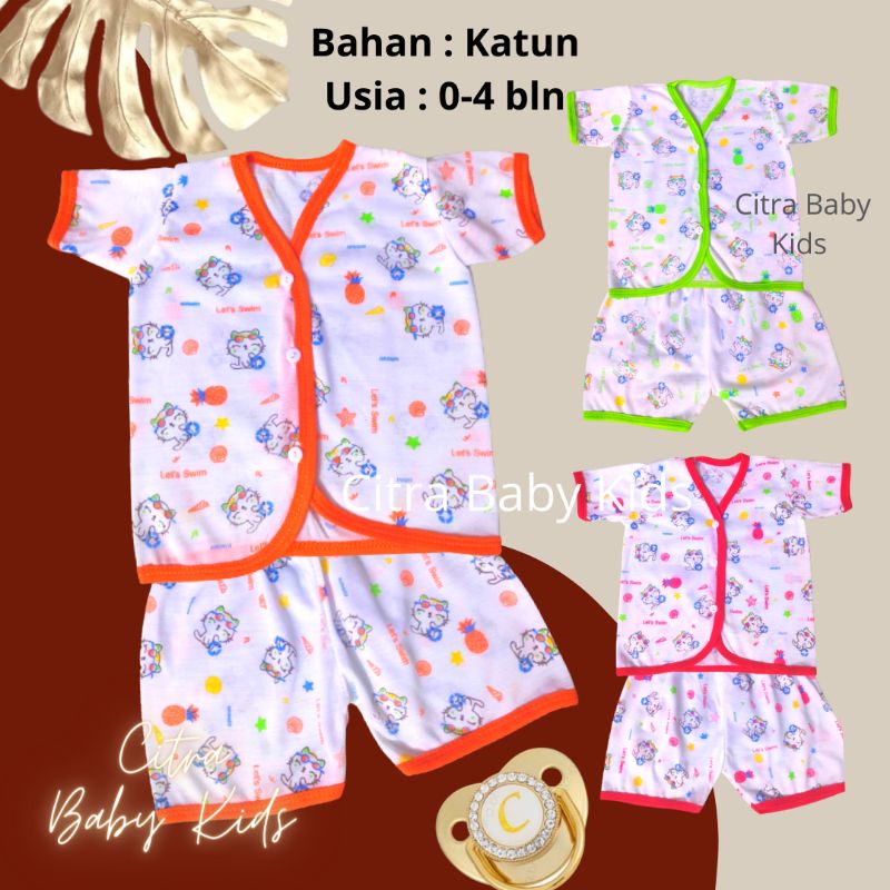 Setelan Bayi Lengan Pendek Baju Bayi Baru Lahir Tangan Pendek Set Baby Newborn SETELAN PENDEK KTTY