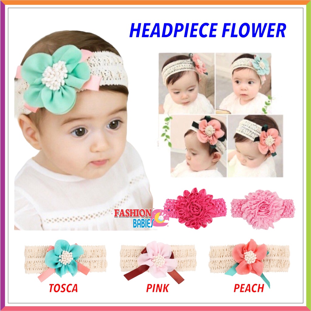 HEADPIECE FLOWER IMPORT | BANDANA FLOWER BANDO BABY GIRL ❤ Fashionbabies ❤