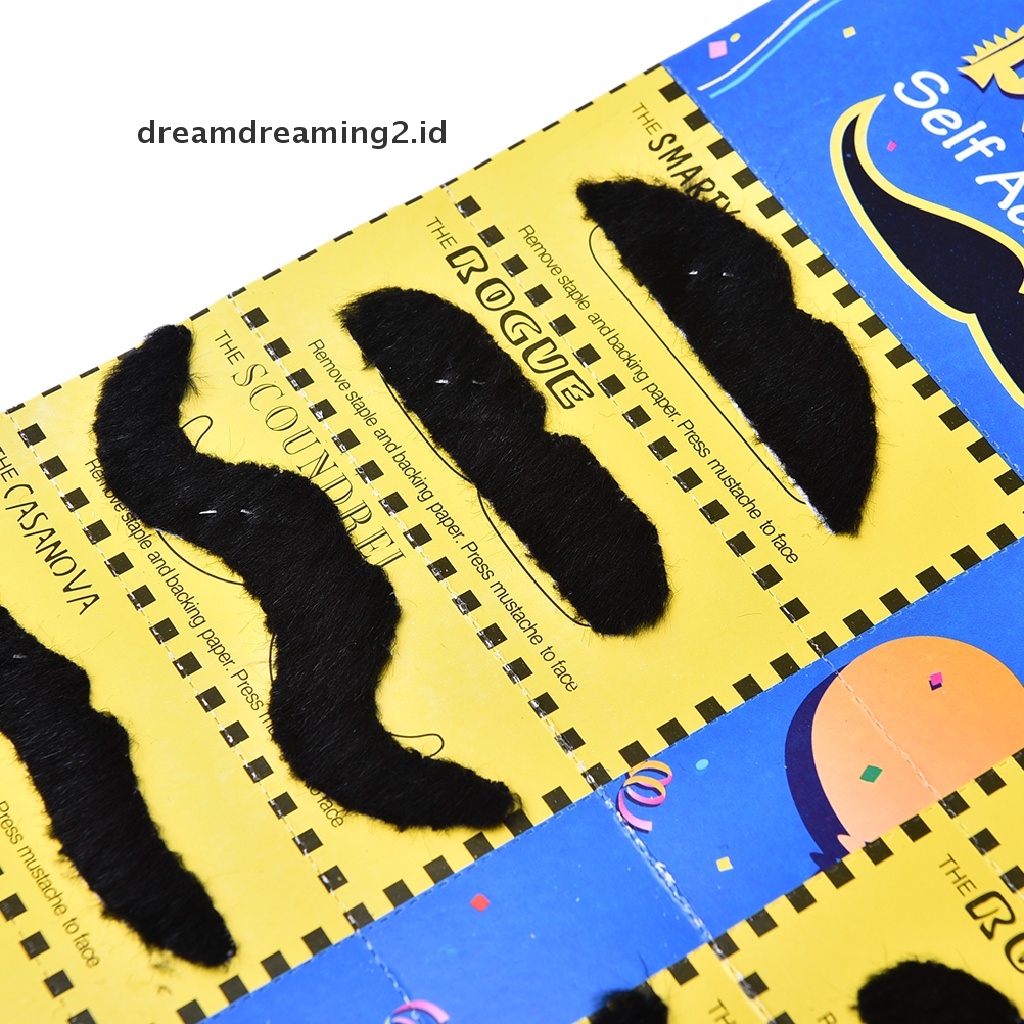 (dream) 12pcs Set Pria Hitam Kumis Palsu Kumis Jenggot Lucu Pesta Kostum Halloween.