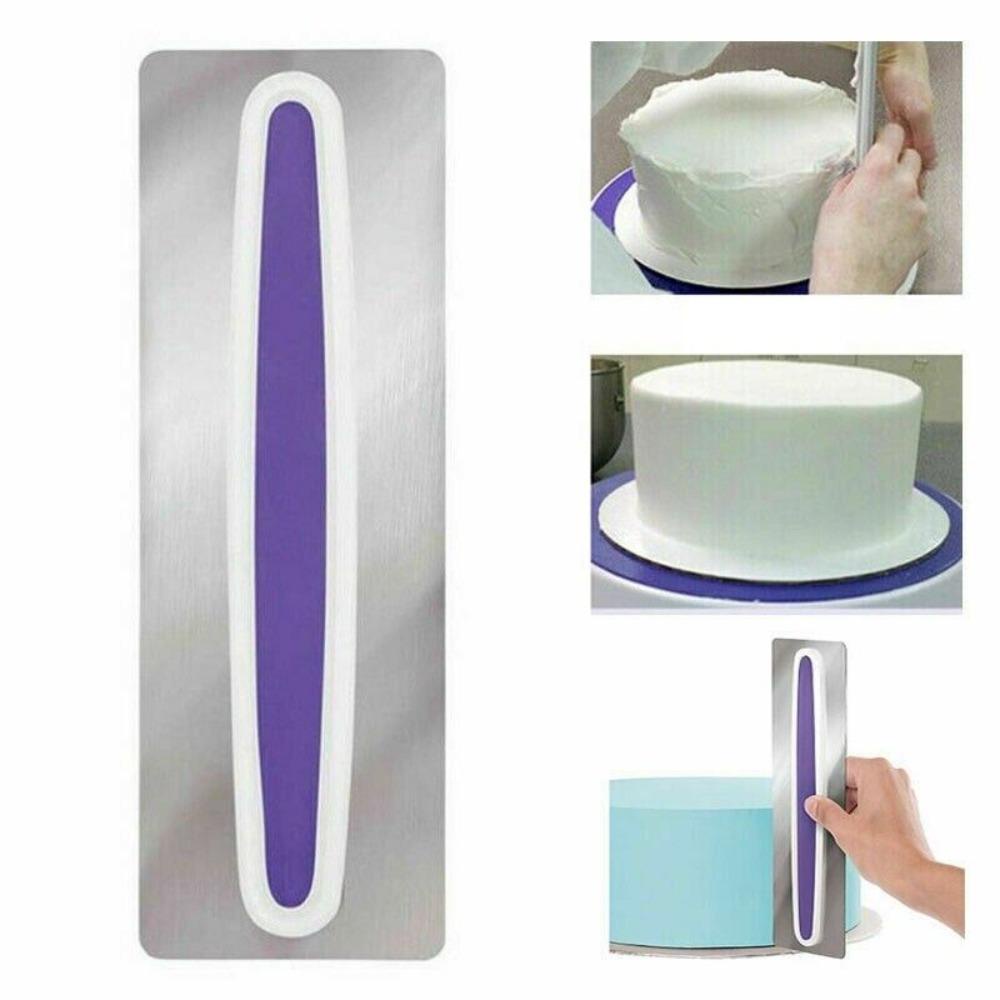 Solighter Stainless Steel Scraper Kue Alat Hias Dapur Tepung Pastry Baking Tool Butter Cream Edge Smoother