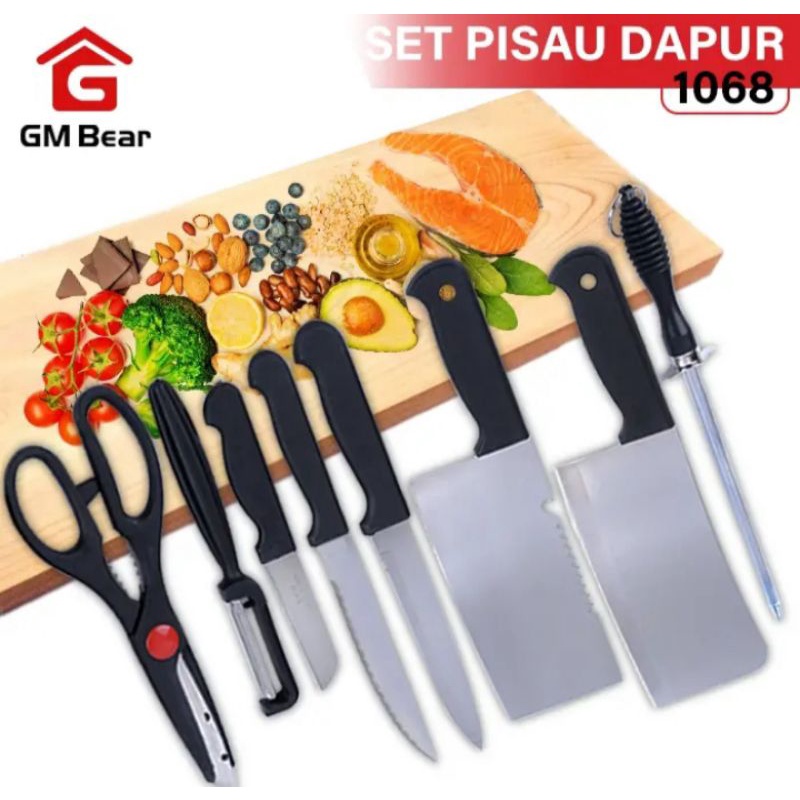 Gm bear set pisau dapur isi 8pcs