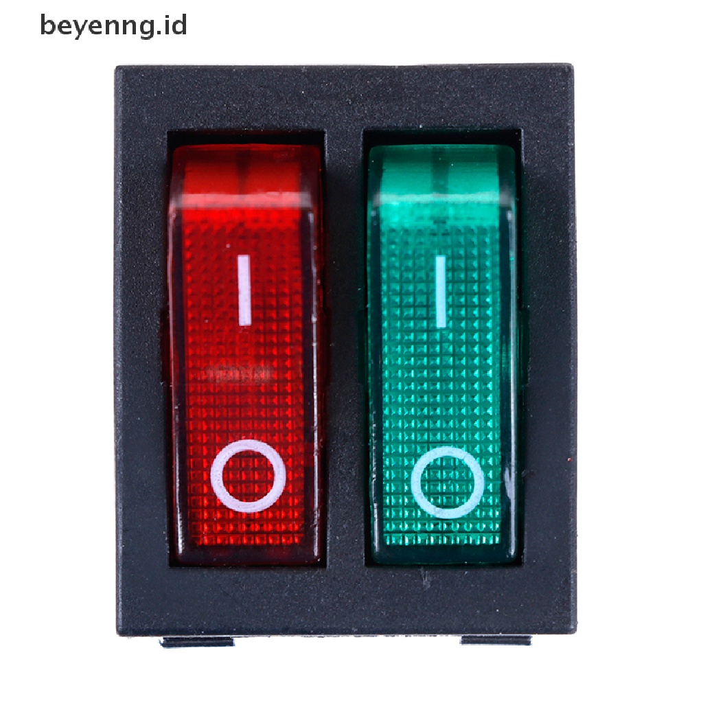 Beyen 6pin on/off Saklar double spst rocker boat 250V/15A 125V/20A Lampu Merah Hijau ID
