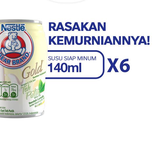 

♥ BEAR BRAND Susu Kaleng White Tea Susu Steril 140ml x 6 pcs Ω