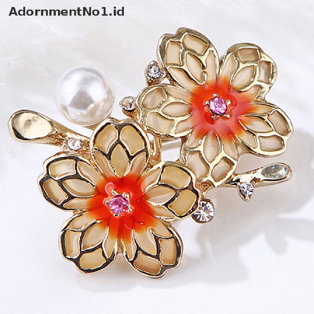 [AdornmentNo1] Bros Pin Untuk Wanita Bling Mutiara Manik Pohon Bros Glitter Bunga Sakura Perhiasan Pesta Pernikahan [ID]