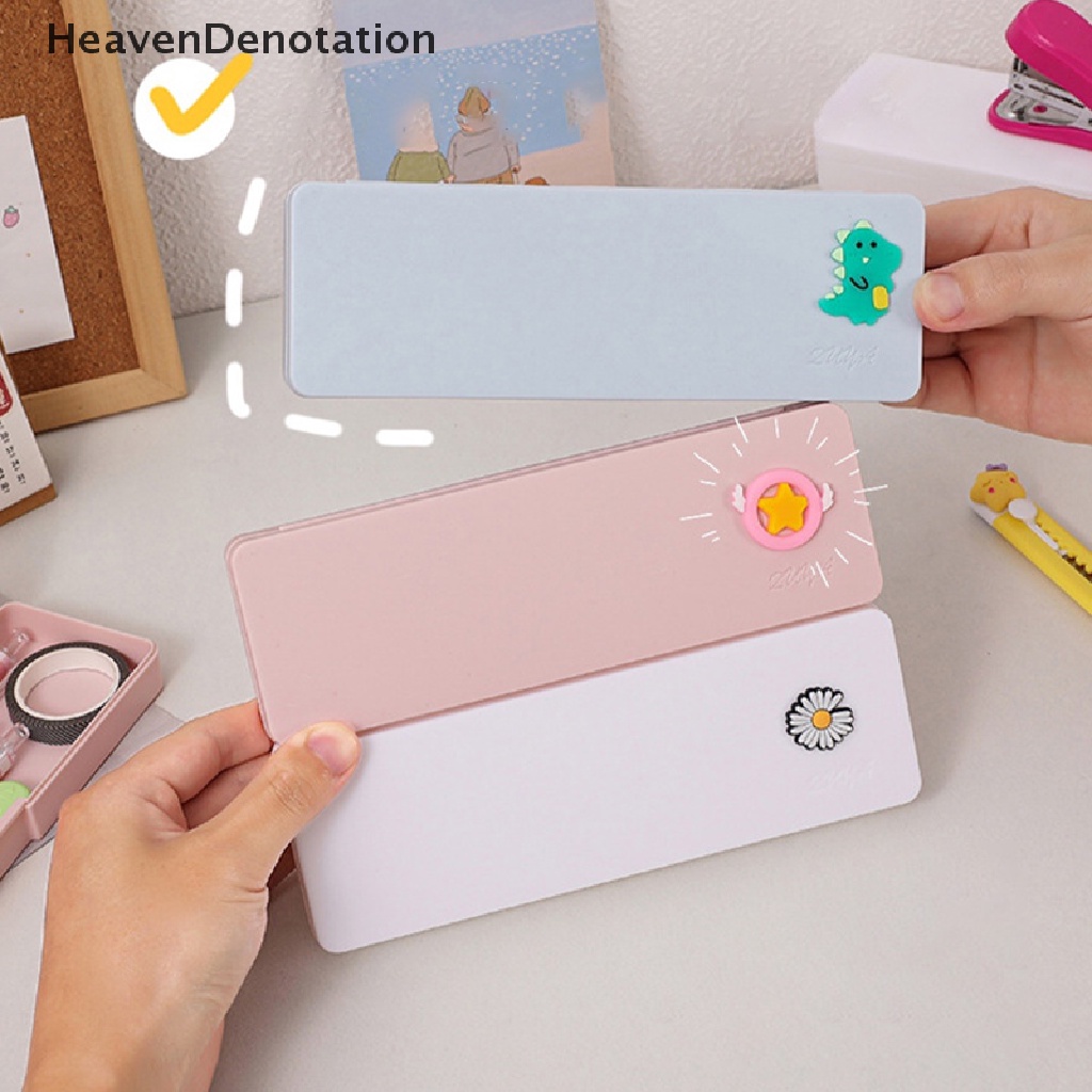 [HeavenDenotation] Kartun Lucu Frosted Pensil Case Plastik Sederhana Portabel Tahan Air Kotak Tempat Pensil Penyimpanan Belajar Perlengkapan Alat Tulis Pensil Cases HDV