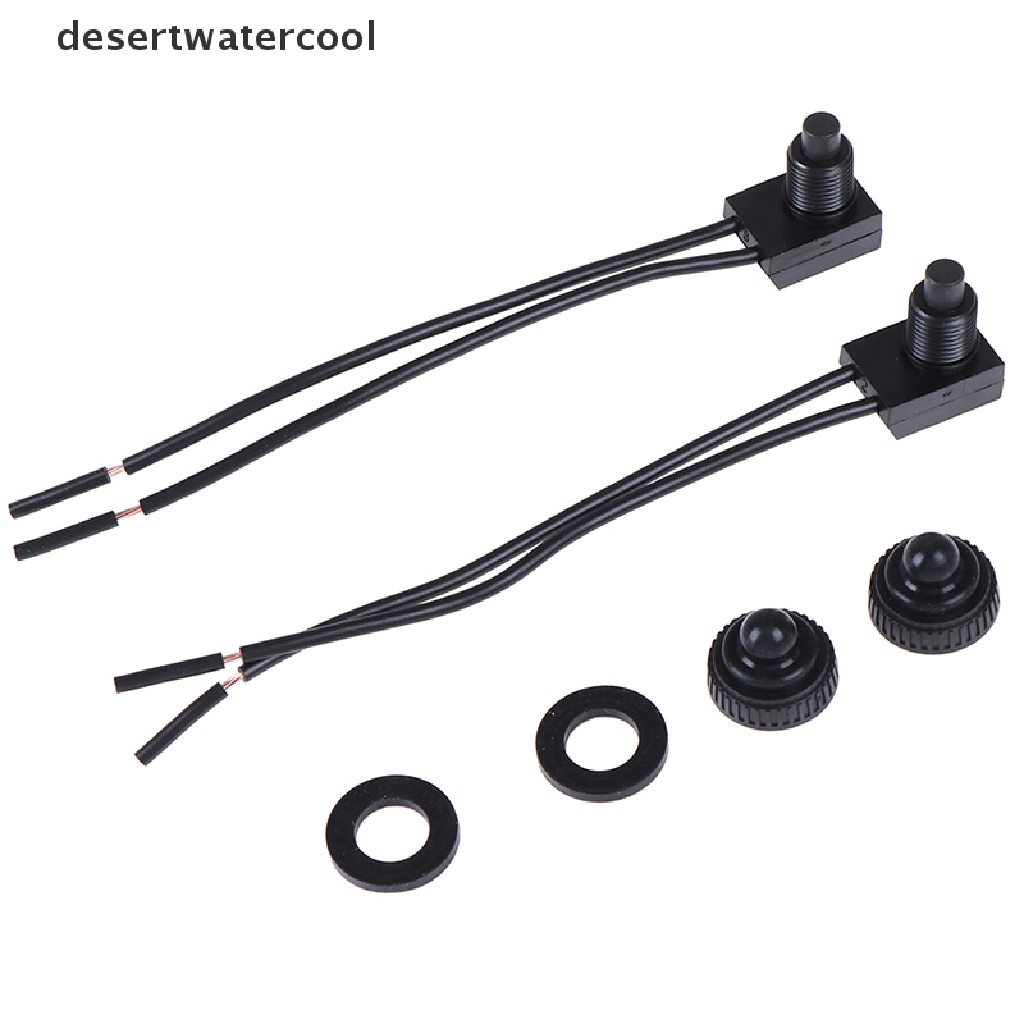Deid 2PCS Saklar On-Off Tombol Tekan Tahan Air 12V Dengan Kawat Timbal 4 "Hitam Martijn