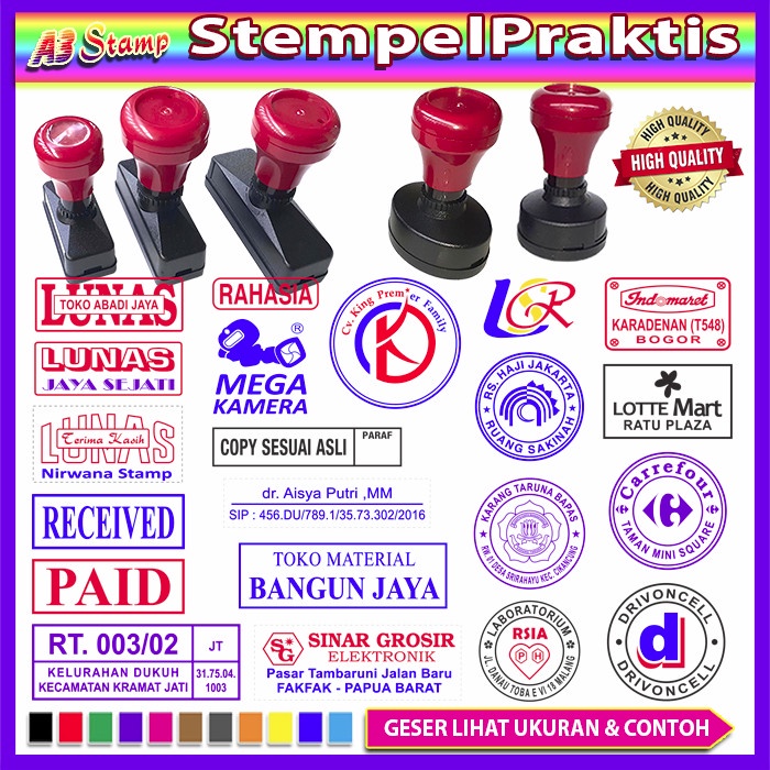 

Terlaris Stempel Warna Otomatis Custom Multi Ukuran
