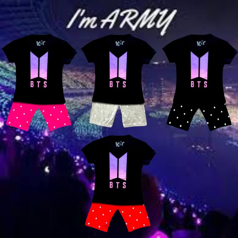 Baju BTS Anak Perempuan / Kaos BTS Anak Perempuan  / Baju Anak Anak BTS 1-10 Tahun Lengan Pendek Hit