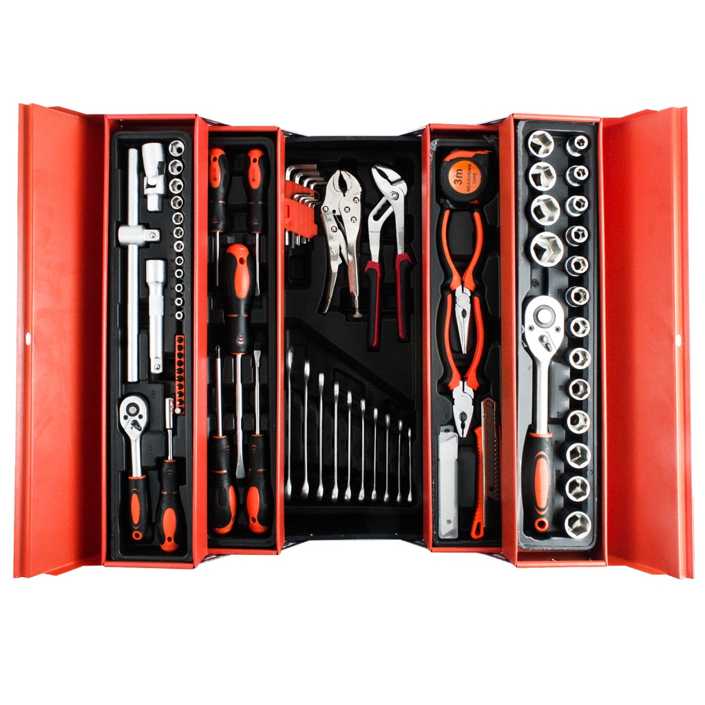 Tool Kit 85 Pcs Tool Box Perkakas Kunci Sok Set Pekerjaan Mobil Tool Box Set Alat Bengkel Tool Kit Pekerjaan Otomotif Tool Set