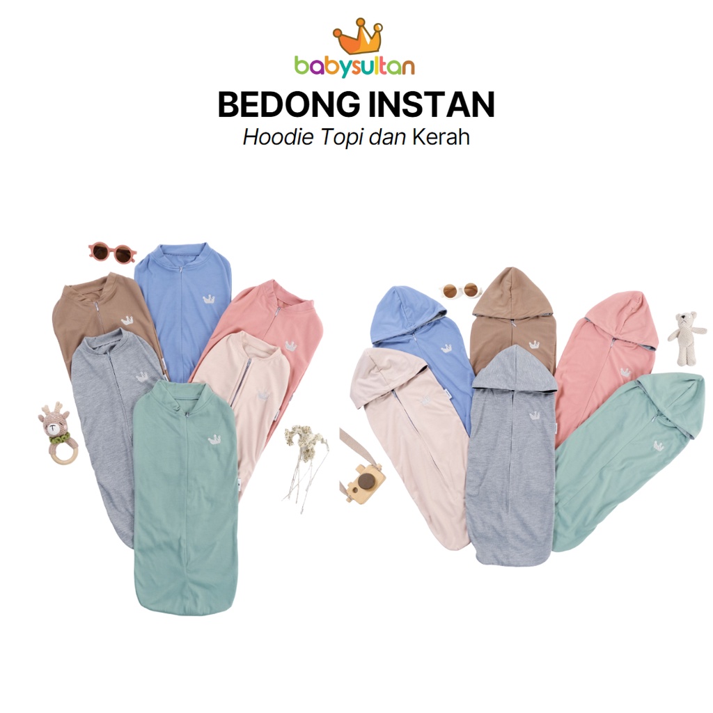 Bedong Bayi Instan Resleting Hoodie Topi dan Kerah babysultan