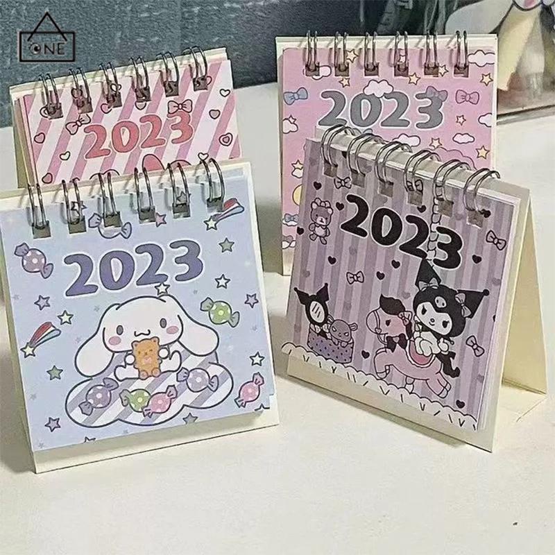 COD❤️Kalender Meja Mini 2023  Lucu Vertikal  Anjing Kuromi Cinnamoroll  Kalender Kecil-A.one