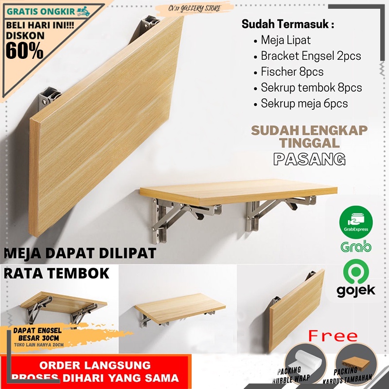 Meja Belajar Kerja Rias Makan Laptop Leptop Komputer Siku Lipat Gantung Ambalan Panjang Lebar 100x40 80x40 60x40 Kayu Dinding Tembok Tempel Satu Set Bracket Anak Untuk Jualan Besar Perlengkapan Dapur Rumah Kamar Aesthetic Estetik Murah Minimalis