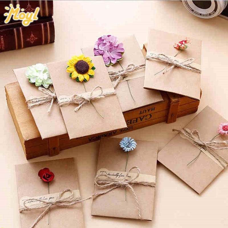 Kartu Ucapan Handmade Gaya Vintage Bahan Kertas Kraft Untuk Natal / Ulang Tahun