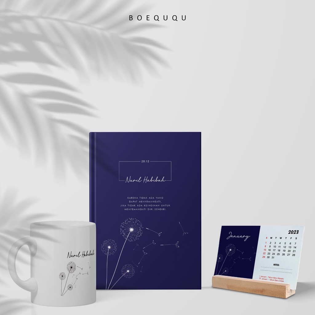 

Dandelion Series / Paket 3 in 1 / Hampers Valentine / Paket Notebook A5 Mug Kalender 2023 / Bisa Custom Nama Quotes / Bisa Pilih Design / Journal