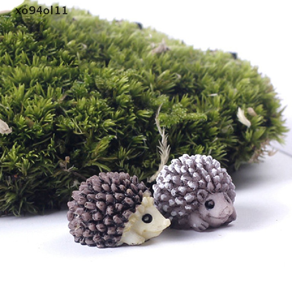 Xo Hot Mini Miniatur Hewan Landak Kecil Lanskap Mikro Rumah Boneka Resin DIY Ornamen Taman OL