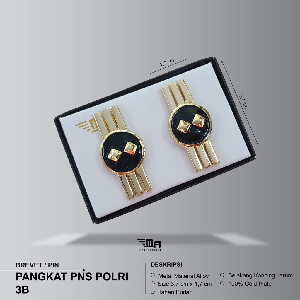 PIN PANGKAT PNS POLRI 3B PDH BRIVET BREVET WING PIN PANGKAT PNS POLRI 3B