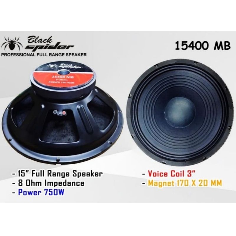 Black Spider Speaker Black Spider 15 Inch 15400MB BS 15 15400 MB Black Spider ORI