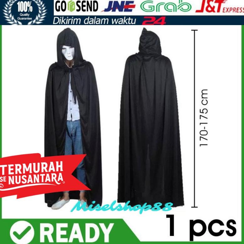 ↑av Terbaru✫ Kostum Jubah hitam Halloween cosplay cape vampire dracula hoodie black penutup kepala h