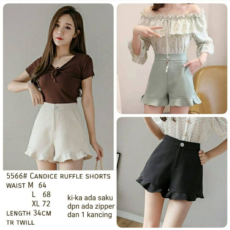 Candice Ruffle Short Twill Import - Celana Pendek Hot Pants #FJ