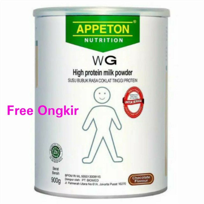 

[ COD ] 900Gr APPETON Weight Gain Adult / Susu penambah berat Badan (Vanilla) - Coklat