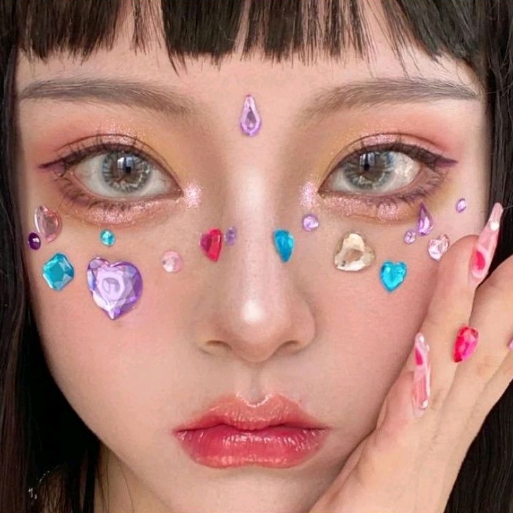 Stiker Akrilik love Kristal bentuk hati // sticker heart pernak pernik Berlian Imitasi untuk Dekorasi Handphone Diary makeup ulzzang makeup douyin doujin viral nail art rhinestone