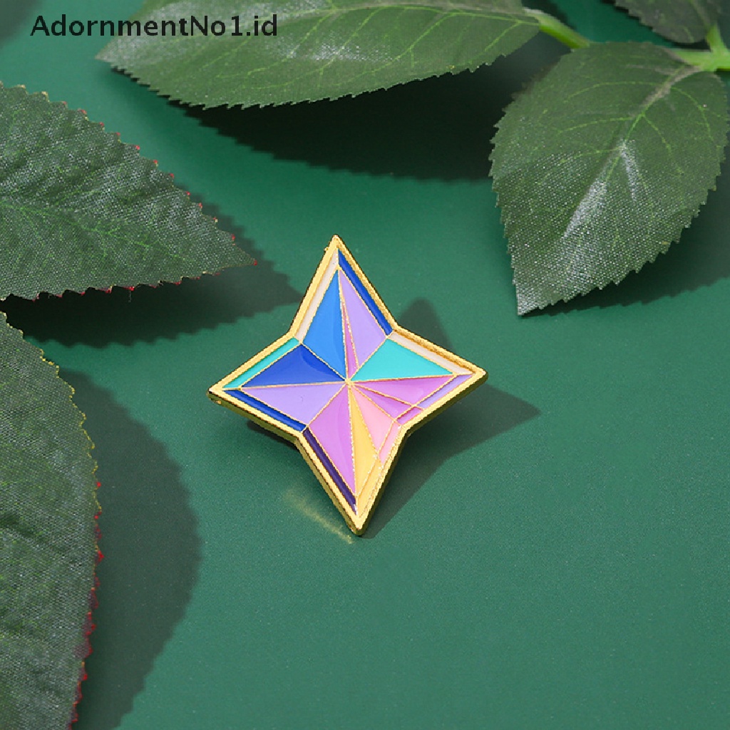 [AdornmentNo1] 1pc Bros Lencana Cat Logam Belah Ketupat Warna Primogems Enamel Pin Perhiasan Game [ID]