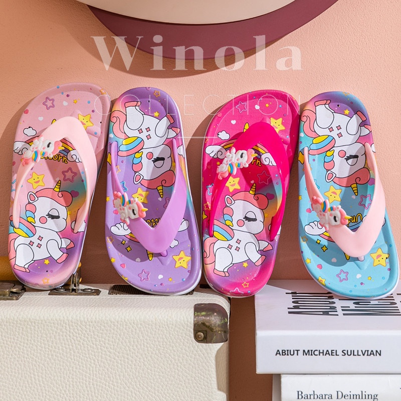 Sandal Jepit Anak Perempuan Unicorn Rainbow  Winola Collection WNL 2203-1