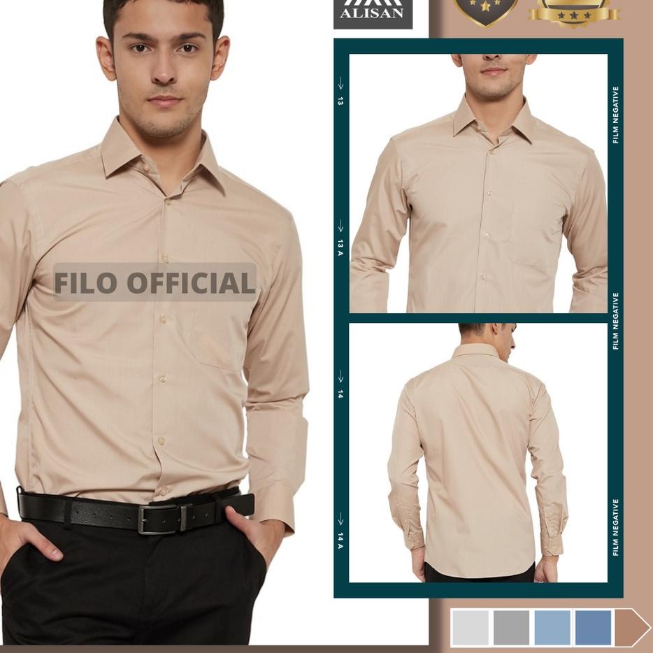 ◘ Kemeja Alisan Lengan Panjang SLIMFIT Polos Kemeja Alisan Pria Kemeja Kerja Lengan Panjang ❆