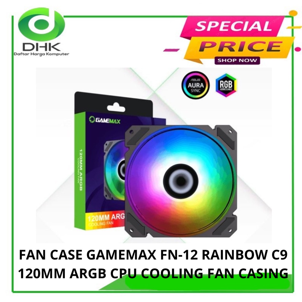 FAN CASE GAMEMAX FN-12 RAINBOW C9 120MM ARGB CPU COOLING FAN CASING