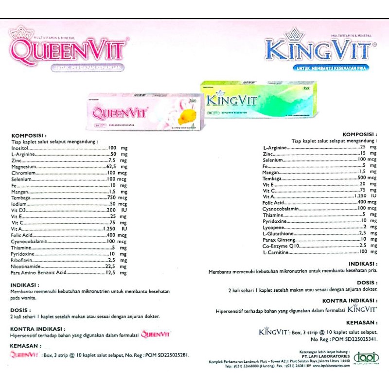 Kingvit Dan Queenvit (Vitamin Penyubur Kandungan)