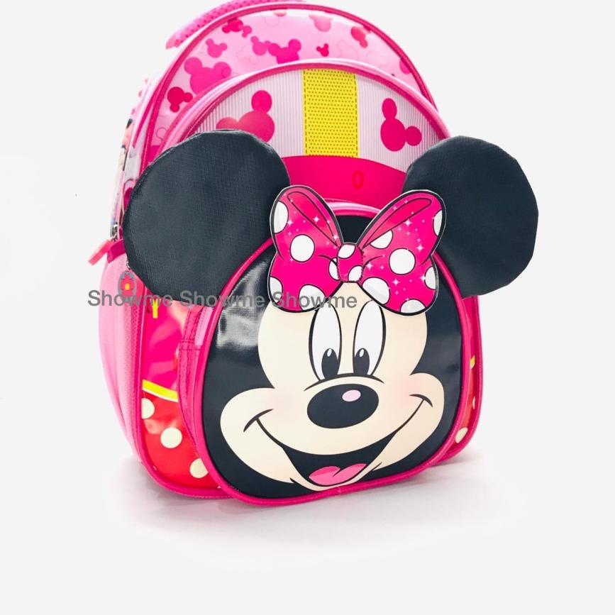 G4G2 SHOWME TAS RANSEL ANAK SEKOLAH - TK - 3D - MINNI - 3 KANTONG - CUTE PINK - KUPING NONGOL- MINi 