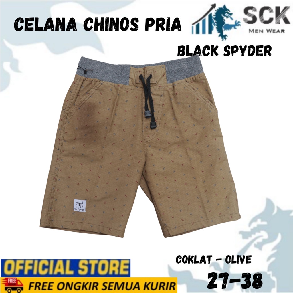 Celana Pendek Chinos Polos BLACK SPYDER Warna  / Kolor Pria Unisex Pinggang Karet / Pakaian Santai - sckmenwear GROSIR