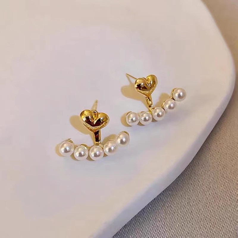 Versi Korea Anting Satu Gaya Dua-Pakai Cinta Mutiara Anting Jarum Perak2022 Gaya Baru Desain Fashion Trendi Perasaan Temperamen Anting Wanita
