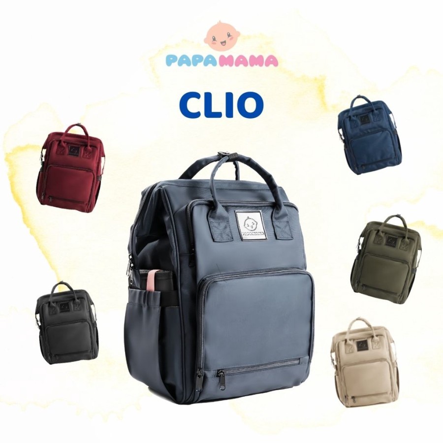 Papamama Diaper Bag Clio Dual Tone &amp; Solid Premium Quality Original - Tas Perlengkapan Bayi