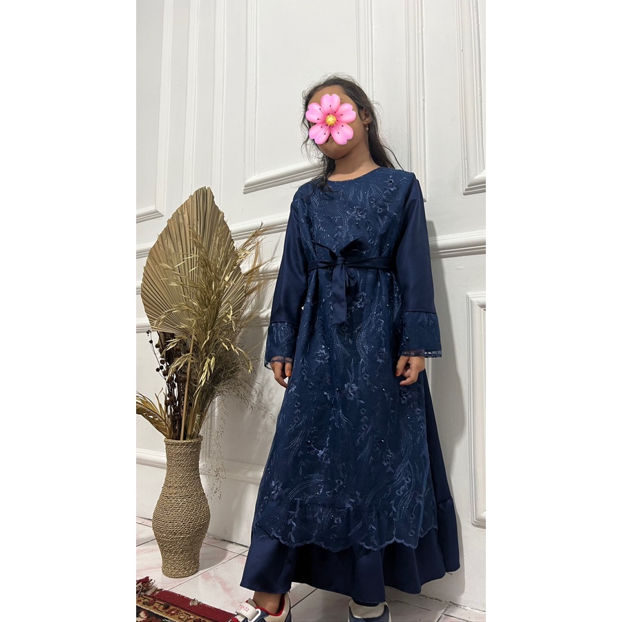 Gamis anak perempuan terbaru 2023 RAYNA CHILD/gamis brokat anak/gamis couple umur 4-11 tahun