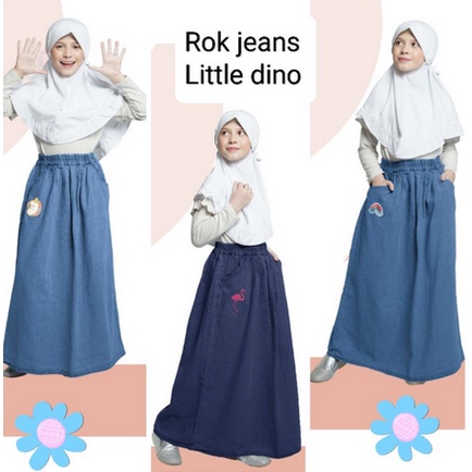 Rok Soft Jeans Anak dan dewasa by Little Dino kisaran 6-12 Tahun