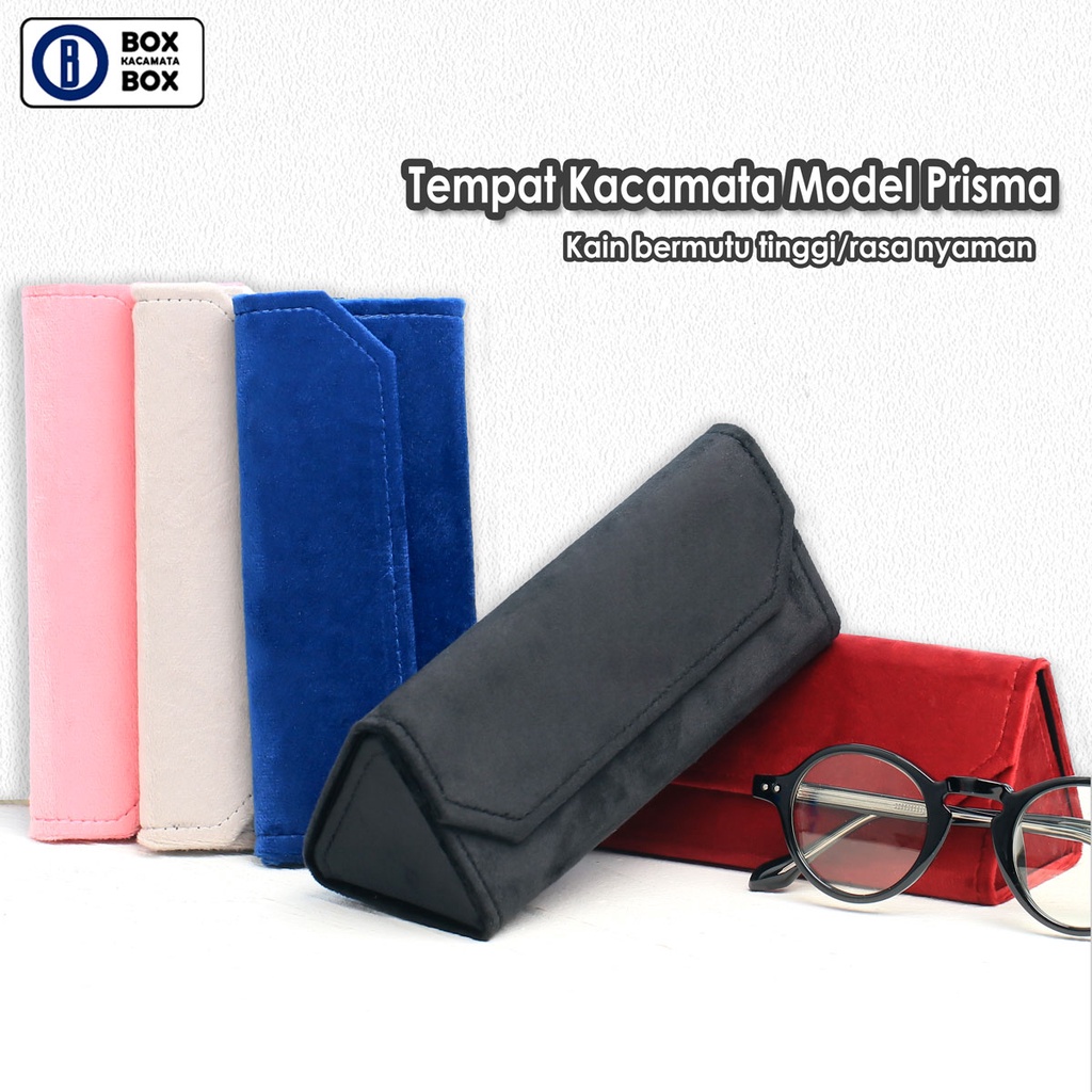 Tempat Kacamata Model Prisma / Hardcase Kacamata Lembut Kain Bludru / Box Kacamata Sunglasses Frame New P5