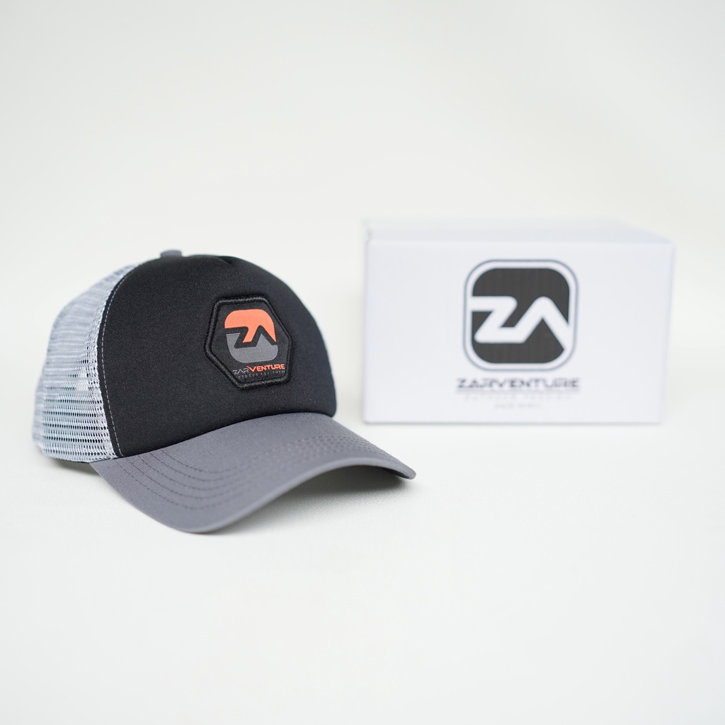 Zarventure hitam abu 86 topi trucker jaring busa trucker hat