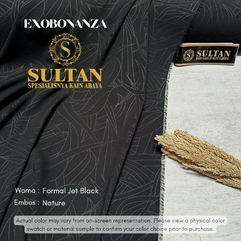 50CM EMBOS NATURE EXO BONANZA FORMAL BLACK/ HITAM PEKAT KAIN ABAYA SULTAN (BAHAN FORMAL JETBLACK)