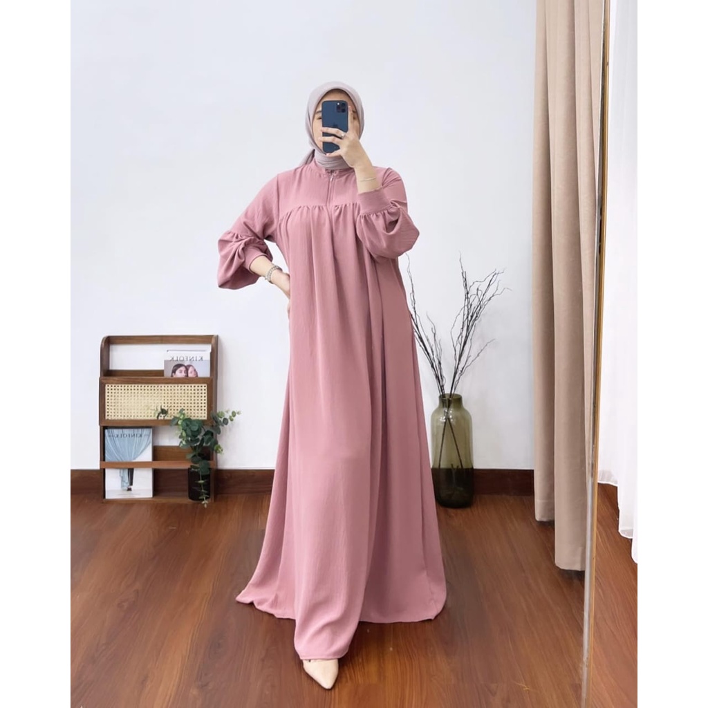 (MGA) GAMIS GLADYS LENGAN BALON DRESS WANITA BUSUI CRINCLE AIRFLOW