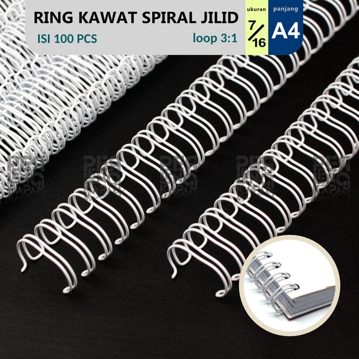 

[[JNT COD]] Ring Kawat Spiral Jilid 7/16 A4 Spiral Wire 7/16 A4 3:1 35Lobang - Putih