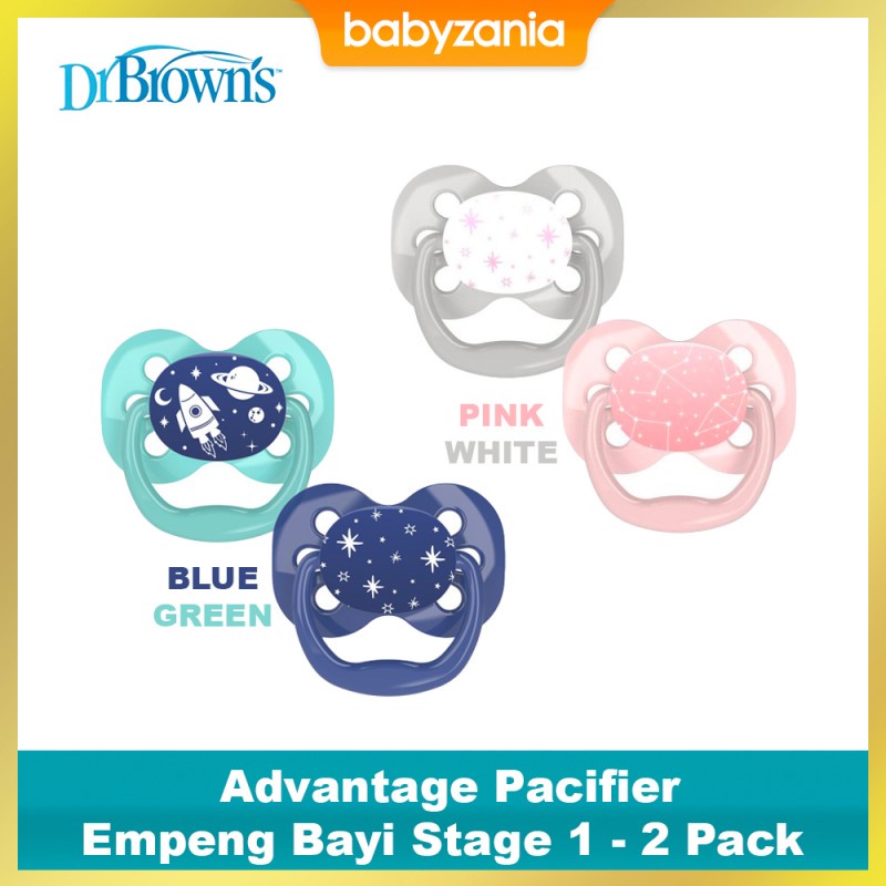 Dr. Brown's Advantage Pacifier Empeng Bayi 2 Pack - Stage 1 (0-6M)