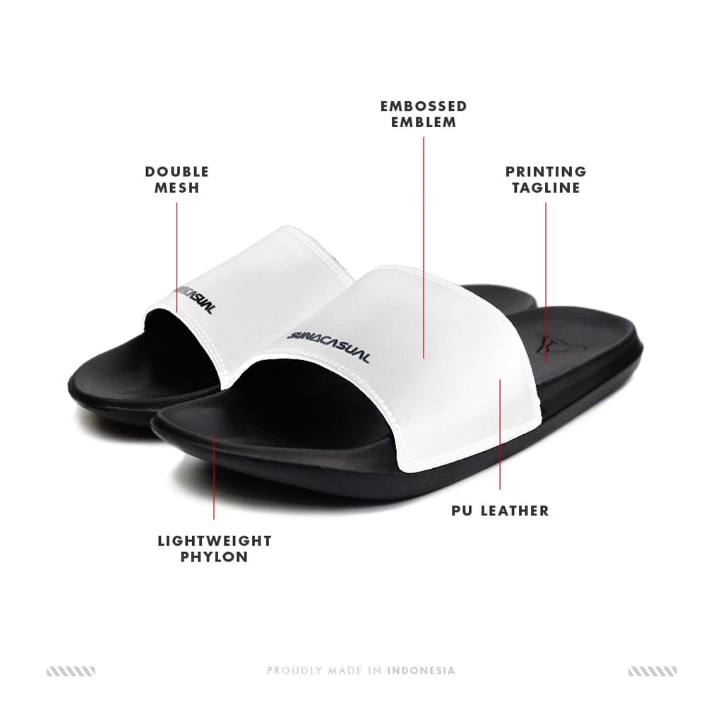Sun Casual - Core 1 / C1 White | Slippers Slide | Sandal Pria