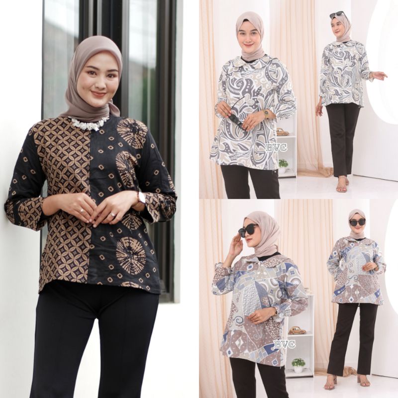 BAJU BATIK WANITA MODERN MONALISA GENES M,L,XL asli PEKALONGAN